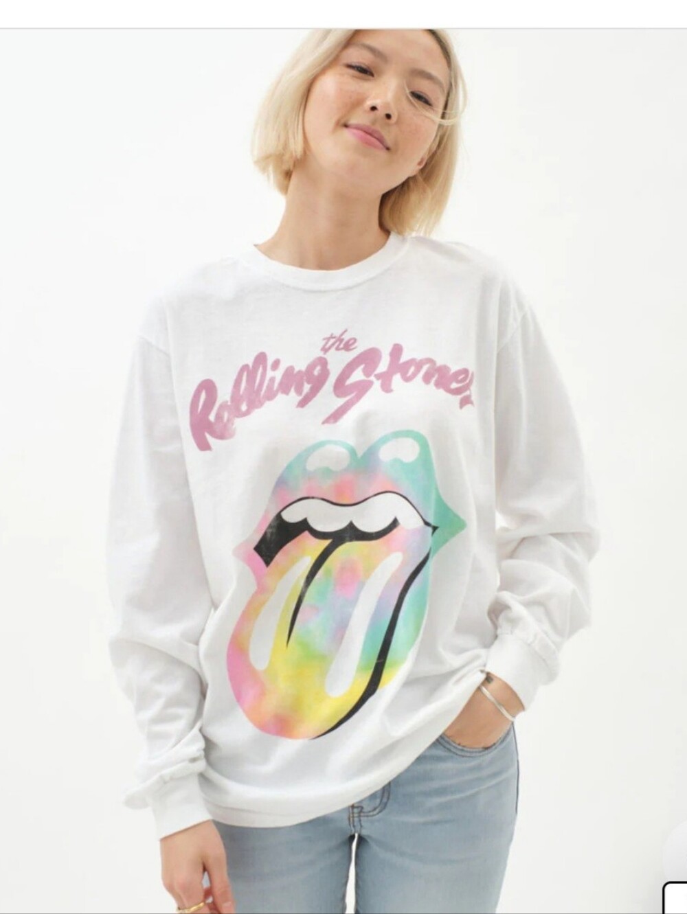 The Rolling Stones Kids' White Long-Sleeve Graphic Tee